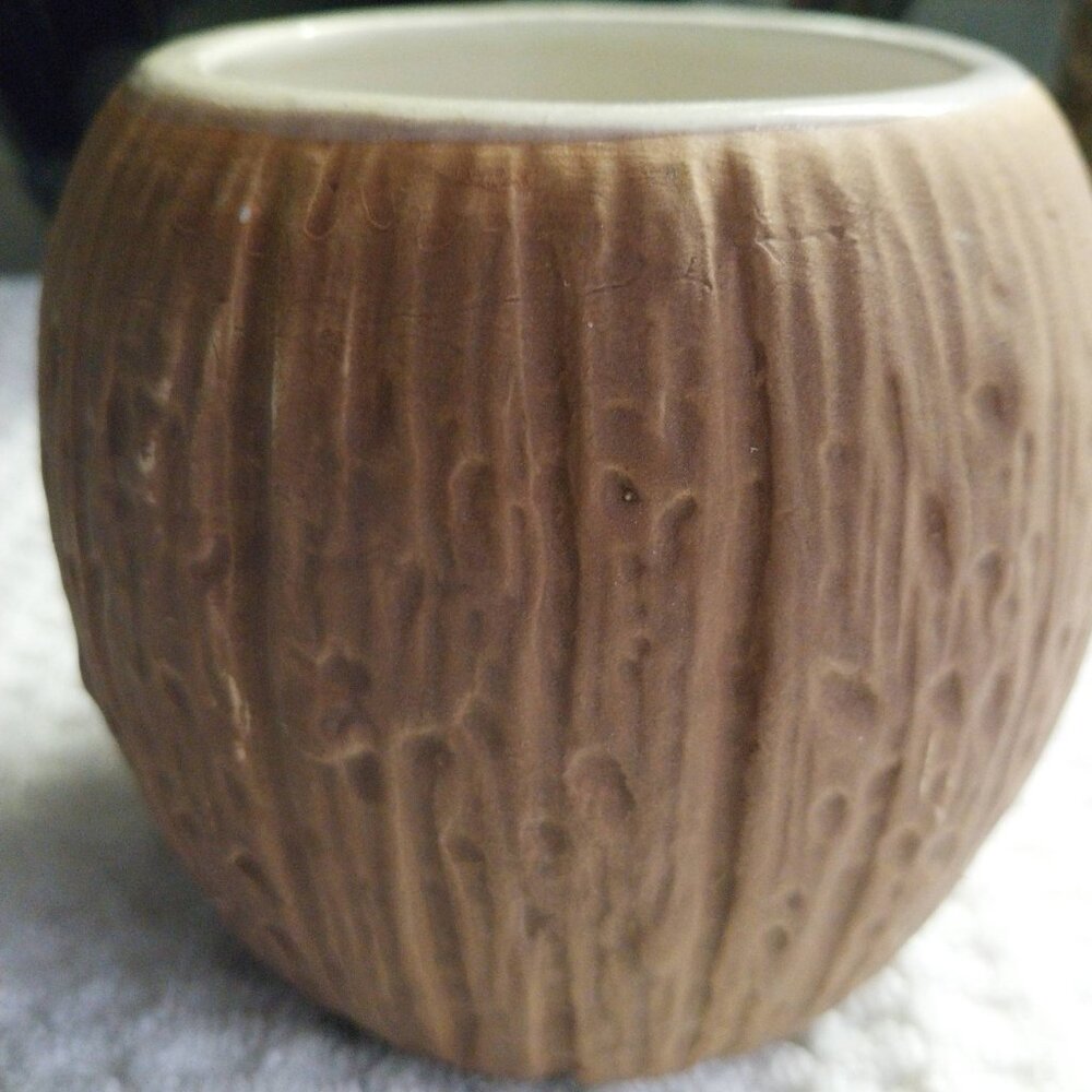 Vintage 80's Tiki Coconut Mug Orchids of Hawaii  Made in Japan
